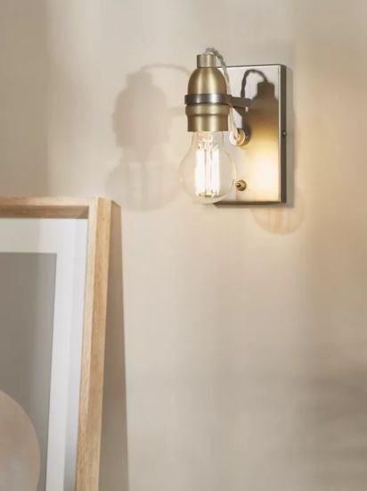 Bistro Bulb Wall Light, Antique Brass